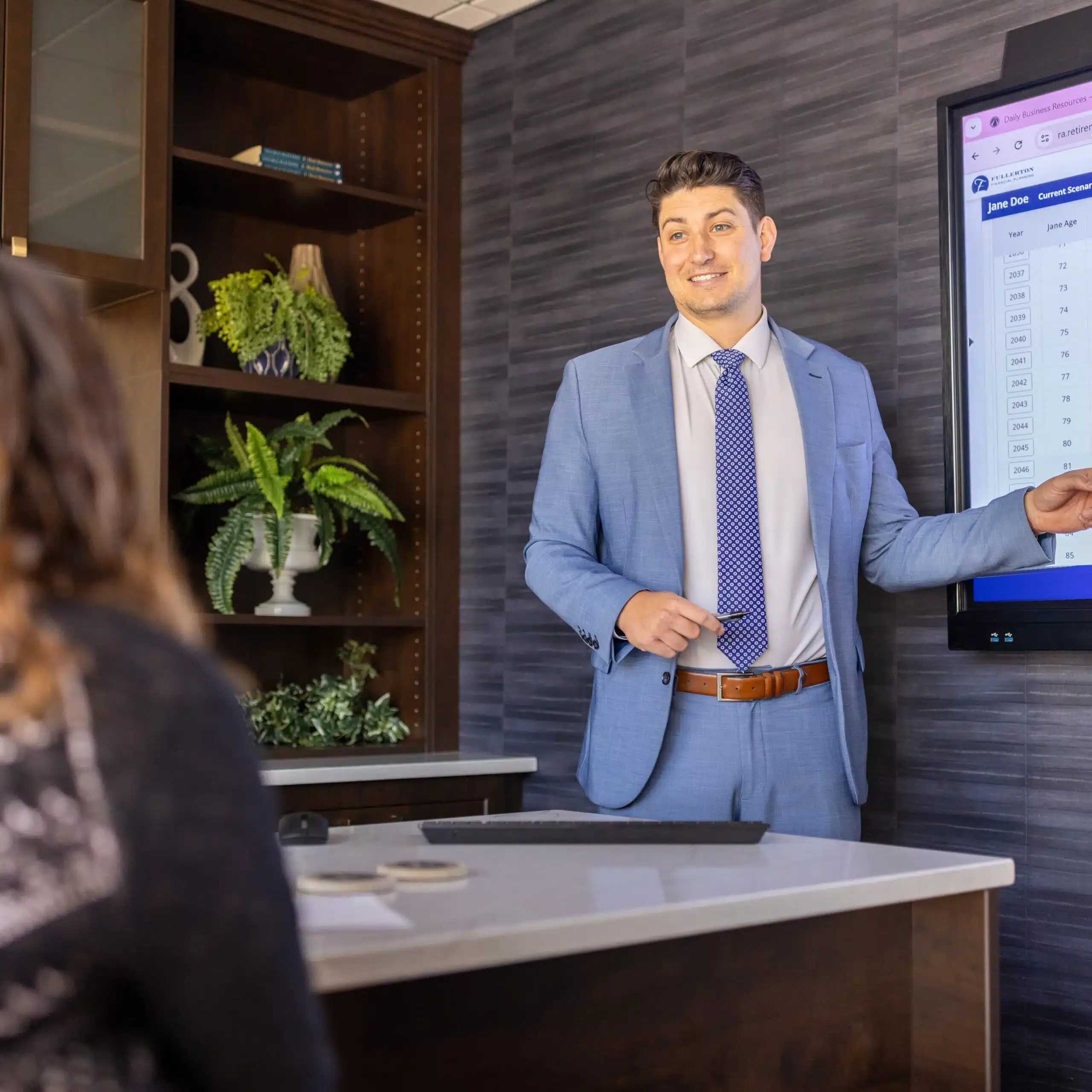 A Fullerton advisor mapping out a financial plan with clients